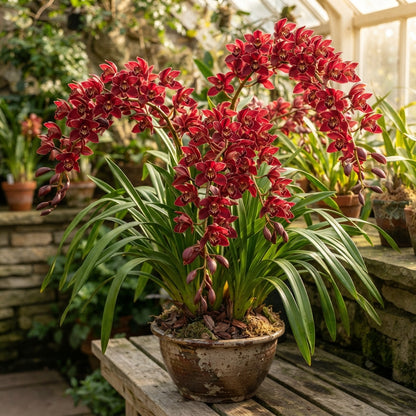 Red Chinese Cymbidium Orchid Flower Seeds