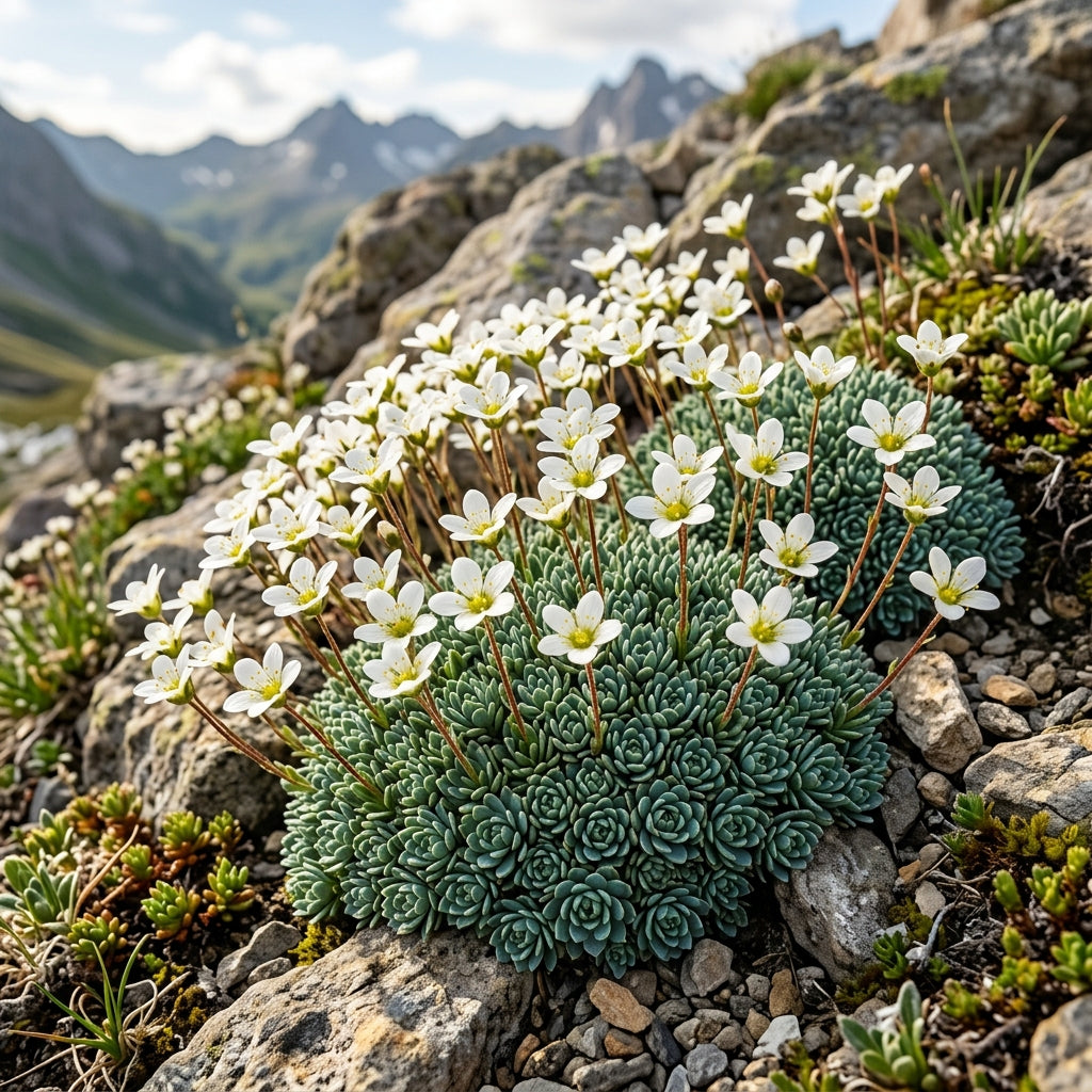 Saxifraga Caesia Flower Seeds – Alpine Rock Garden Perennial