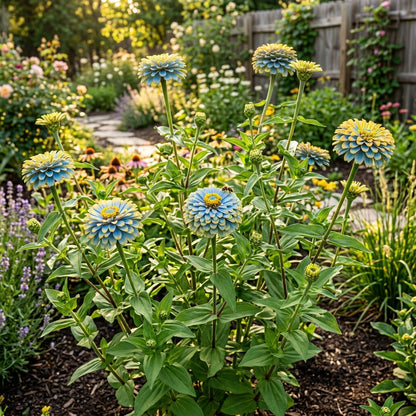 Sky Blue Yellow Zinnia Flower Seeds For Planting