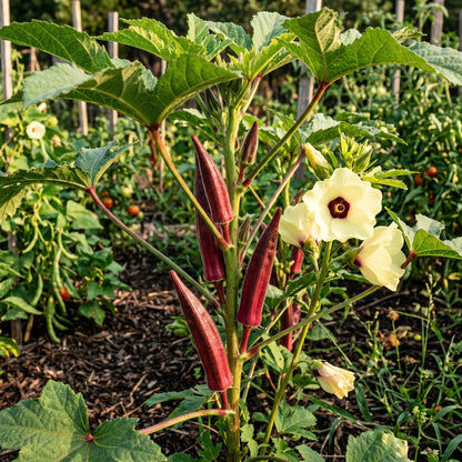 Okra Hill Country Red Vegetable Seeds for Planting