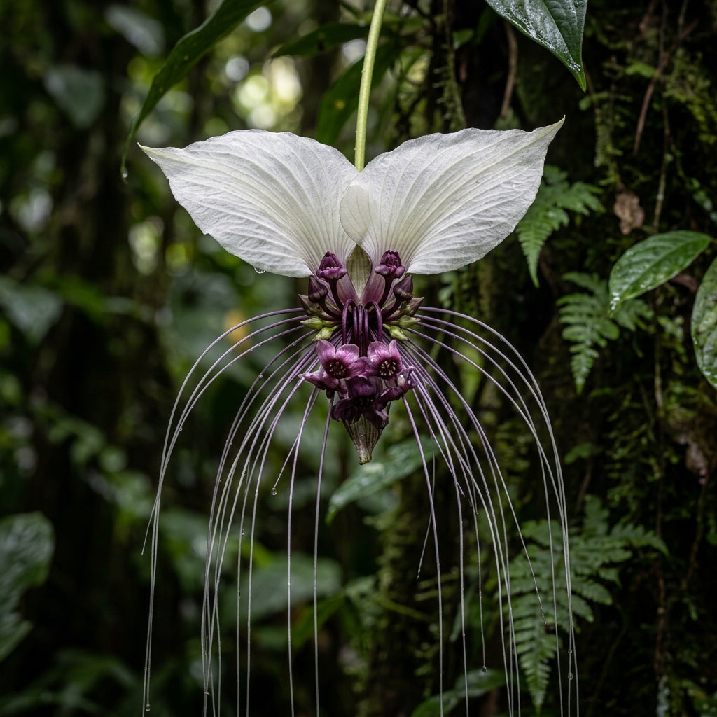 White Bat Flower Seeds for Indoor & Outdoor Planting - Tropical Decorative Flower Plants for Containers & Shade Gardens
