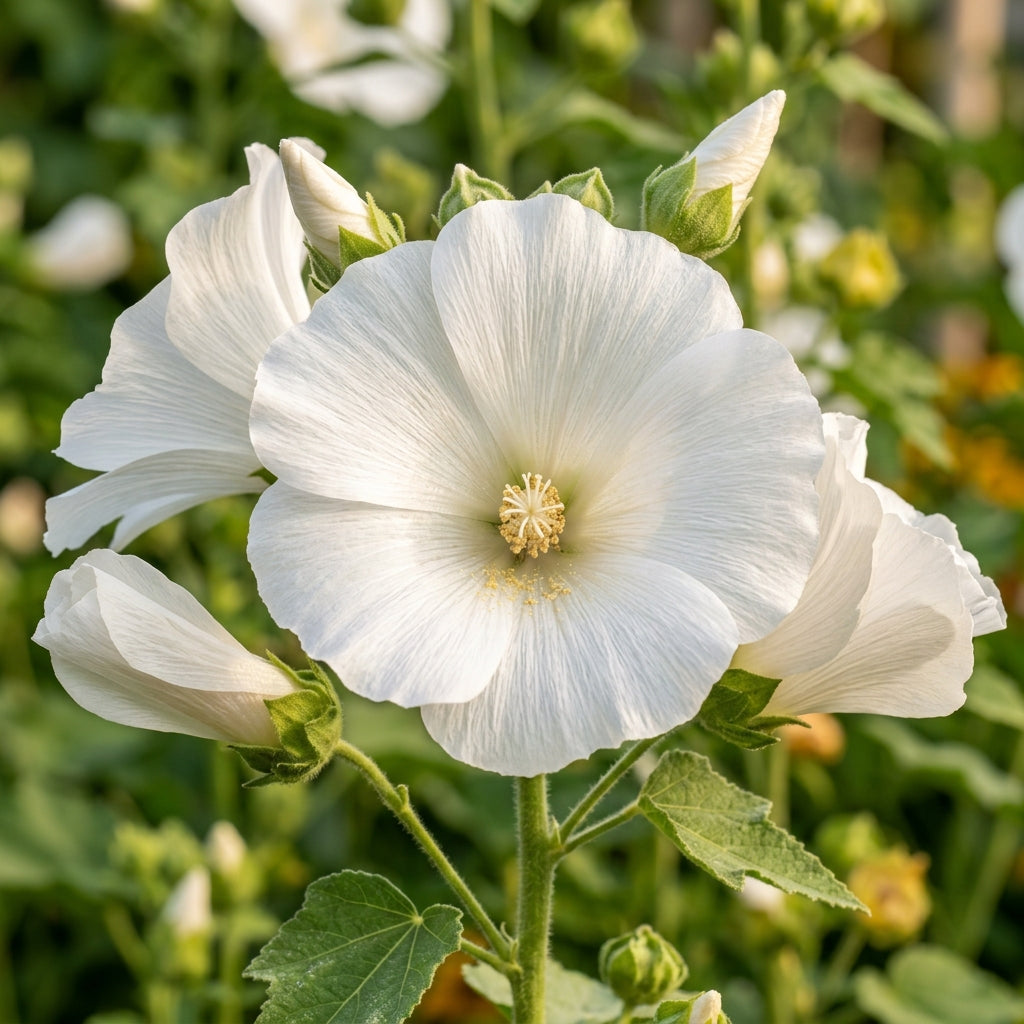 White Lavatera Flower Seeds – Elegant Mallow Blooms