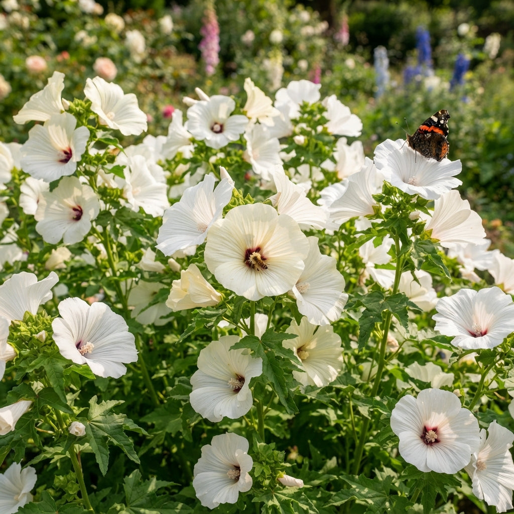 White Malope trifida Flower Seeds for Planting