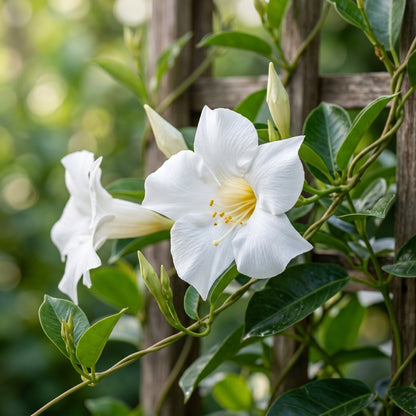 White Mandevilla Vine Flower Seeds for Planting