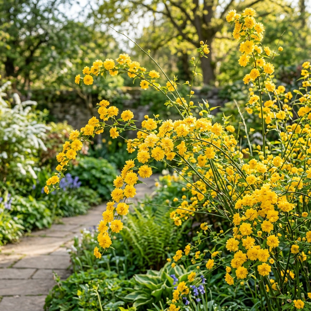 Yellow Kerria Japonica Flower Seeds for Garden Planting - Bright Seasonal Shrub Flowers for Borders & Landscapes