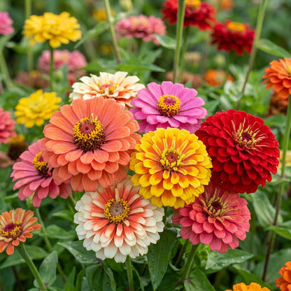 Jazzy Mix Zinnia Flower Seeds – Bright Colour Mix
