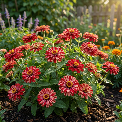 Zinnia Imported Stripe Red Seeds – Decorative Blooms
