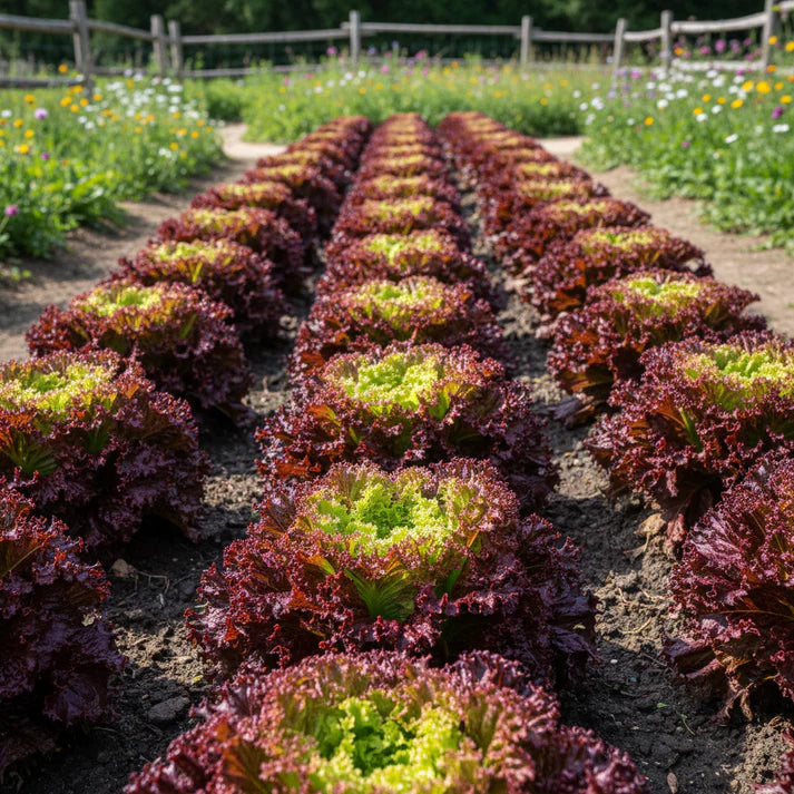 Organic Lollo Rossa Lettuce Seeds for Home Gardening