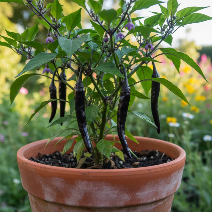 Chilli F1 Hybrid Deep Kali Seeds for Garden Planting