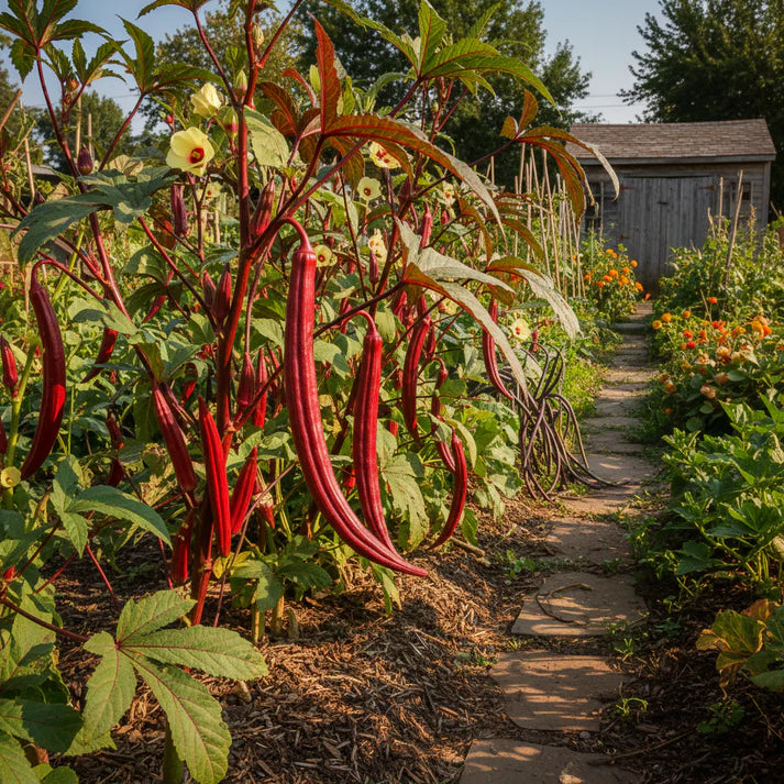 Okra Bhindi Scarlet Red Seeds – Okra Seeds for Home Garden