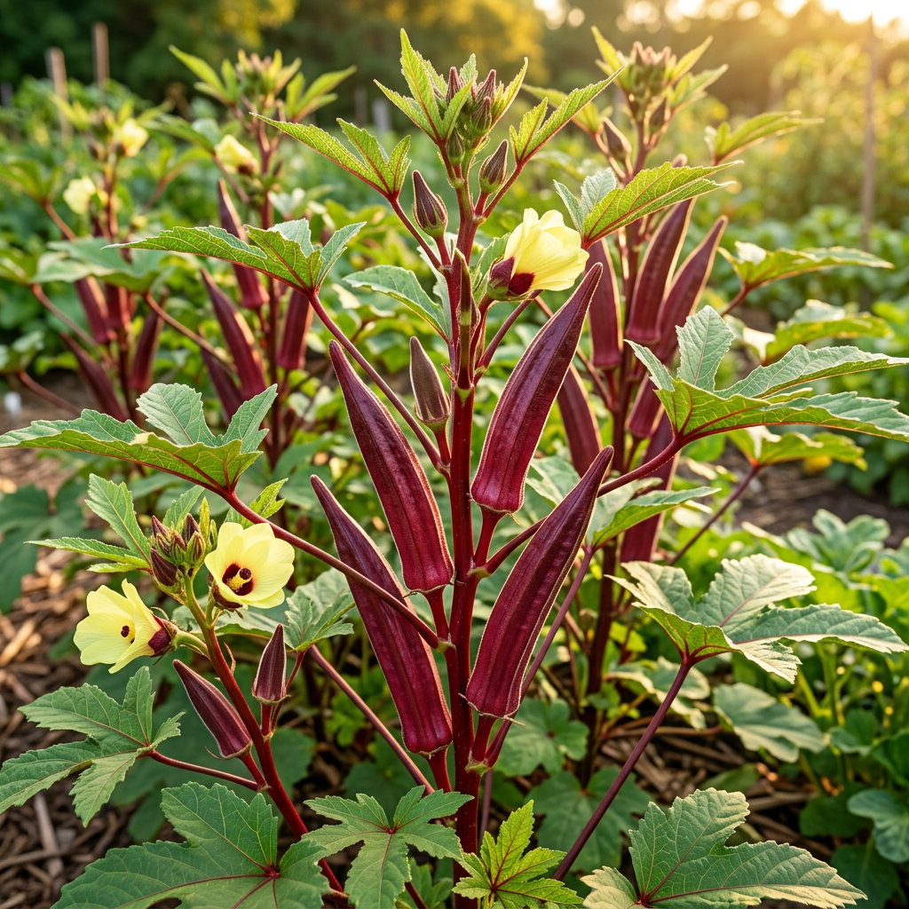 Red Burgundy Okra Seeds – Okra Seeds for Home Garden