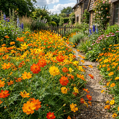 Sulphur Cosmos Bright Mix Seeds for Flower Garden Beds
