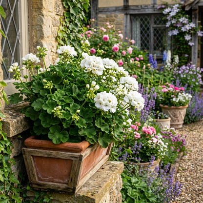 White Geranium Pelargonium Seeds - White Geranium Flower Seeds for Garden