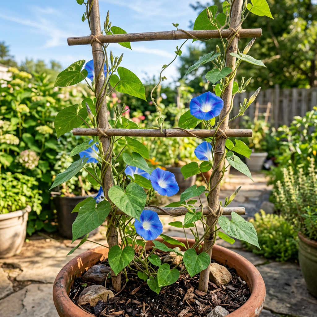 Blue White Morning Glory Seeds for Trellis & Containers