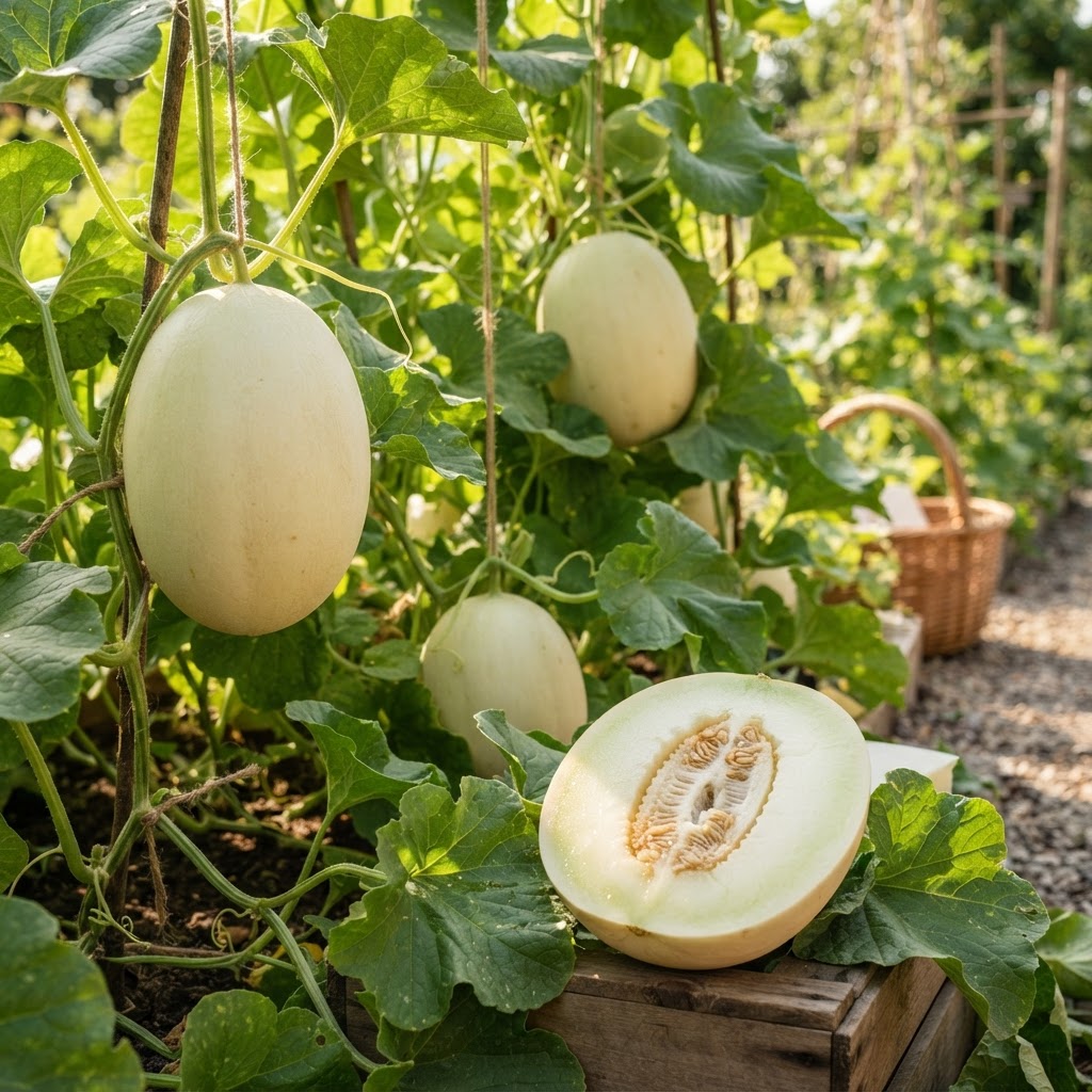 Pure Pearls Oval White Muskmelon Seeds for Planting